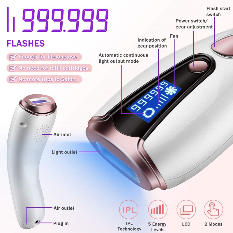 Hair Removal Device for Men and Women Upgrade to 999,999 Flash IPL Epilator