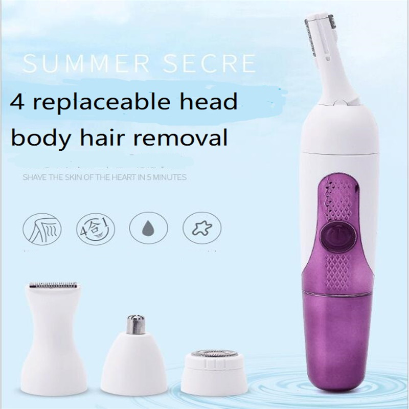 4 in 1 Portable Electric Lady Shaver Eyebrow Trimmer Bikini Clipper Leg Hair Remover