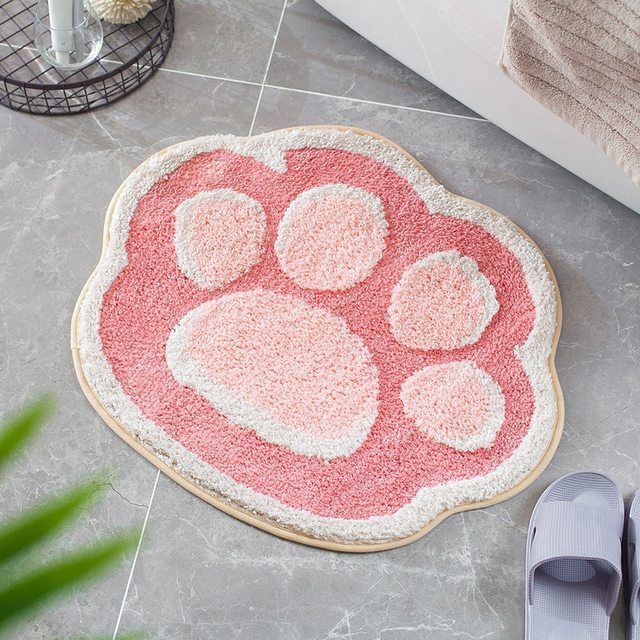 Kawaii Cat Paw Bath Mats Bathroom Non Slip Cute Thick Floor Mat Super home decoration