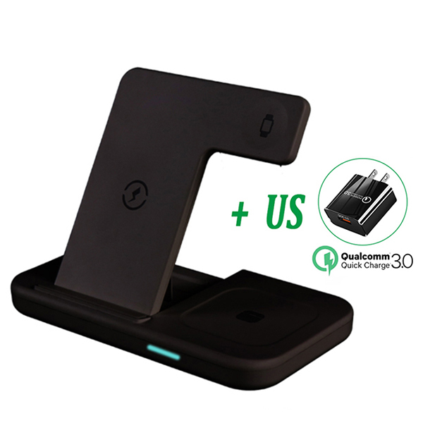 30W Qi Fast Wireless Charger Stand For iPhone 11 12 X 8 Apple Watch 3 in 1 Foldable Charging Dock Station for Airpods Pro iWatch