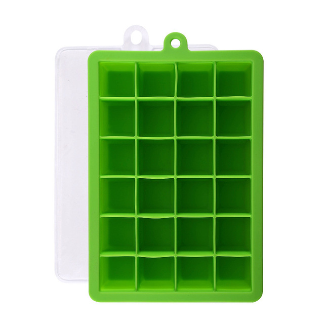 24 Grids Silicone Ice Cube Mold with Sealing Lid Reusable Ice Cube Tray Kitchen Accessories Whiskey Drinks Ice Cube Maker Tools