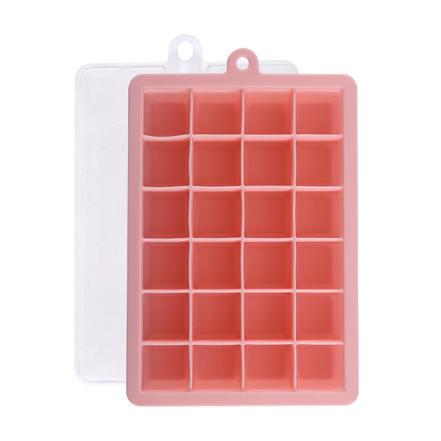 24 Grids Silicone Ice Cube Mold with Sealing Lid Reusable Ice Cube Tray Kitchen Accessories Whiskey Drinks Ice Cube Maker Tools