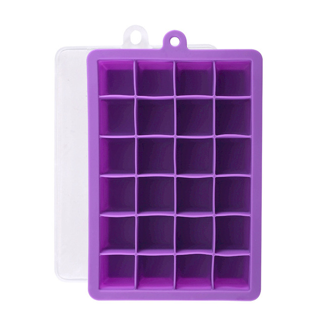 24 Grids Silicone Ice Cube Mold with Sealing Lid Reusable Ice Cube Tray Kitchen Accessories Whiskey Drinks Ice Cube Maker Tools