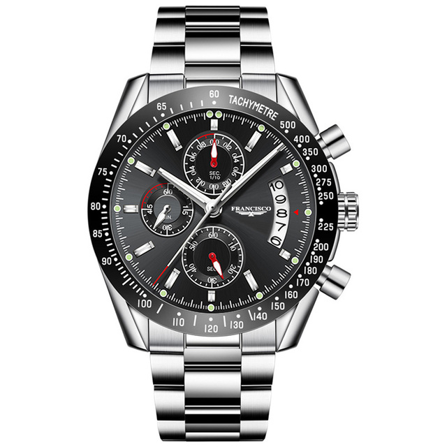 New Design Francisco Male Gift Clock Military Sport Wristwatch Casual Silicone Strap Waterproof Men's Chronograph Watch