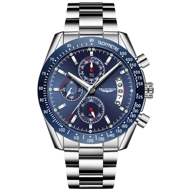 New Design Francisco Male Gift Clock Military Sport Wristwatch Casual Silicone Strap Waterproof Men's Chronograph Watch