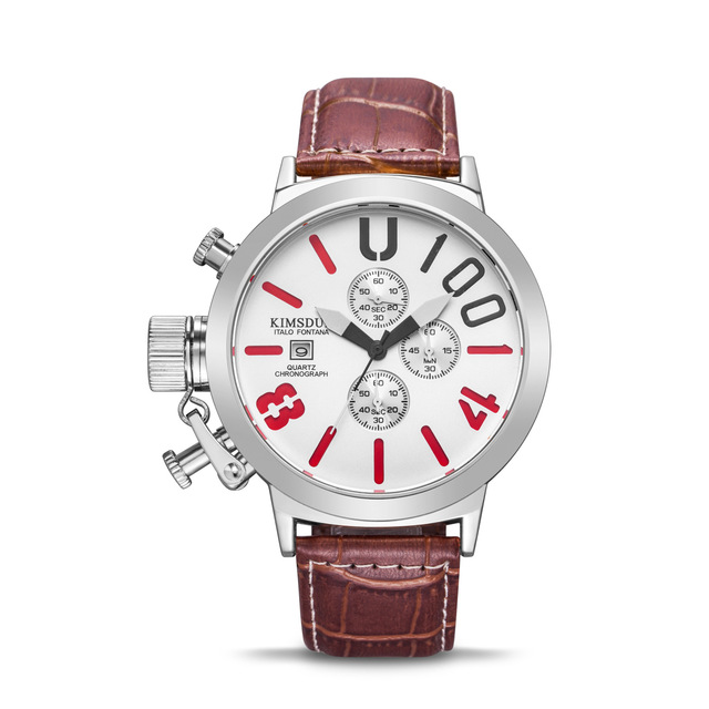 handed large dial Men's Watch Top brand stainless steel casual dress Watch Military sport quartz watch