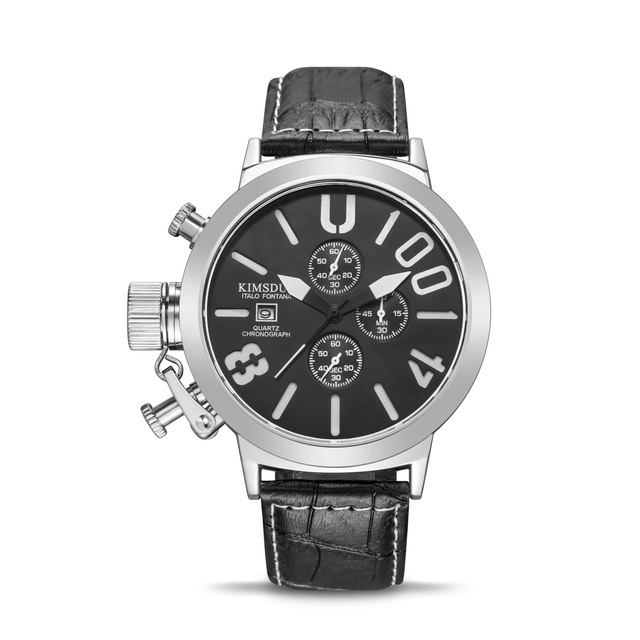 handed large dial Men's Watch Top brand stainless steel casual dress Watch Military sport quartz watch