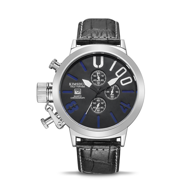 handed large dial Men's Watch Top brand stainless steel casual dress Watch Military sport quartz watch