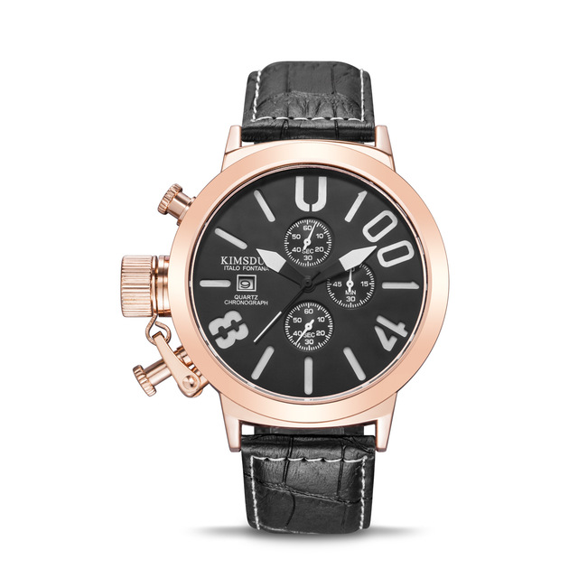 handed large dial Men's Watch Top brand stainless steel casual dress Watch Military sport quartz watch