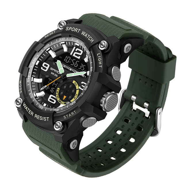 Sport Men's Watches Dual Display Digital Quartz Wristwatch Waterproof Military Watch For Men Clock