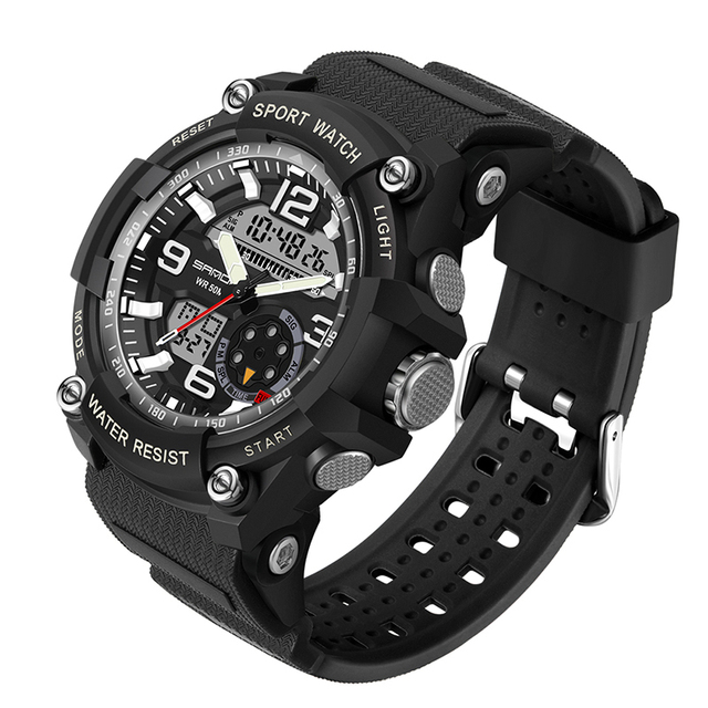Sport Men's Watches Dual Display Digital Quartz Wristwatch Waterproof Military Watch For Men Clock