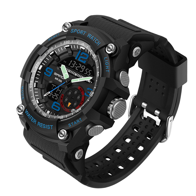 Sport Men's Watches Dual Display Digital Quartz Wristwatch Waterproof Military Watch For Men Clock