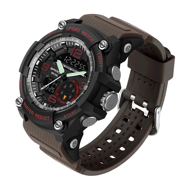 Sport Men's Watches Dual Display Digital Quartz Wristwatch Waterproof Military Watch For Men Clock