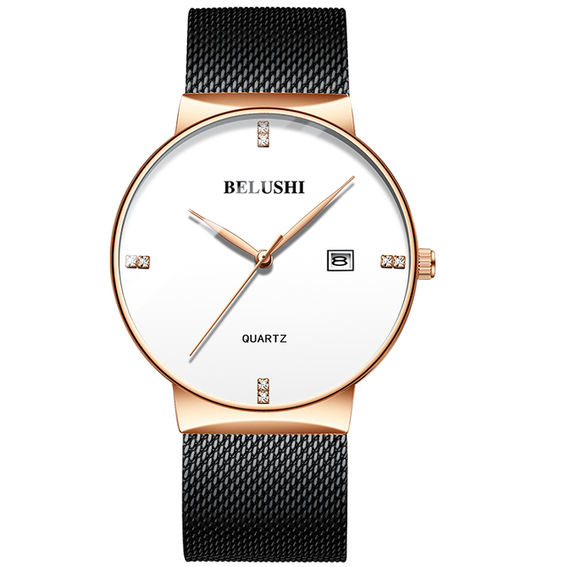 2022 Belushi Fashion Ultra Thin Men Watches Top Luxury Brand Business Mens Wristwatch Simple Rose Gold Watch Mens