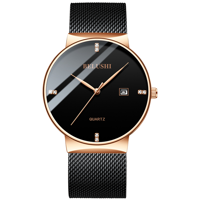 2022 Belushi Fashion Ultra Thin Men Watches Top Luxury Brand Business Mens Wristwatch Simple Rose Gold Watch Mens