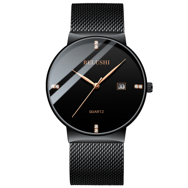 2022 Belushi Fashion Ultra Thin Men Watches Top Luxury Brand Business Mens Wristwatch Simple Rose Gold Watch Mens