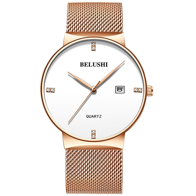 2022 Belushi Fashion Ultra Thin Men Watches Top Luxury Brand Business Mens Wristwatch Simple Rose Gold Watch Mens
