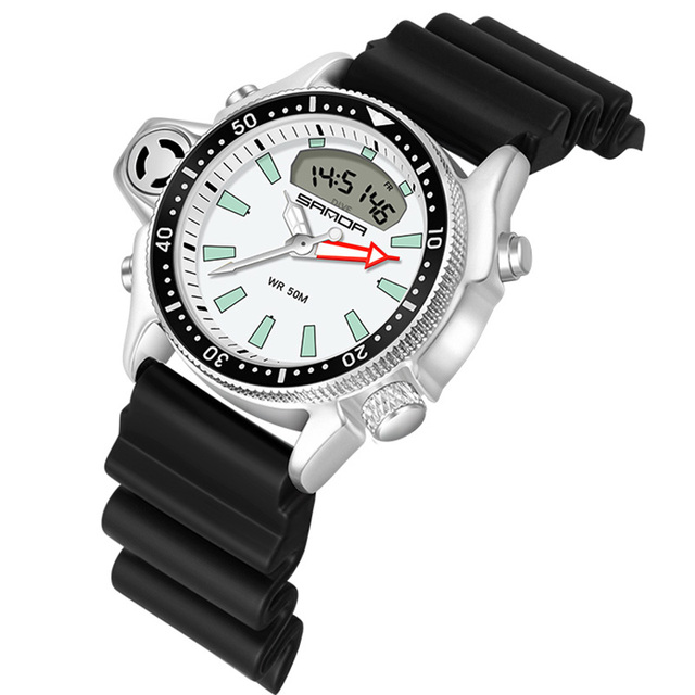 Luxury Men Watches Military Waterproof Dual Display Sports Watch Black Yellow LED Quartz Wristwatches mannen
