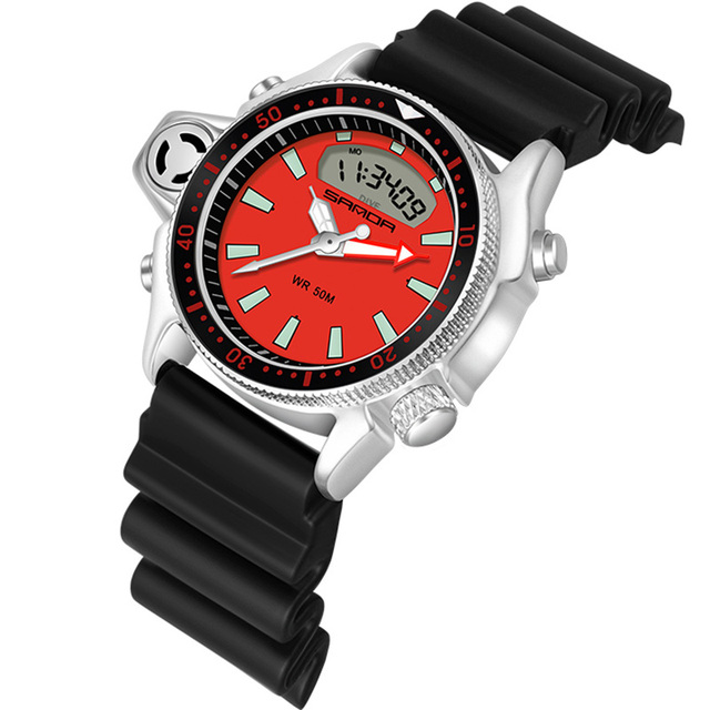 Luxury Men Watches Military Waterproof Dual Display Sports Watch Black Yellow LED Quartz Wristwatches mannen