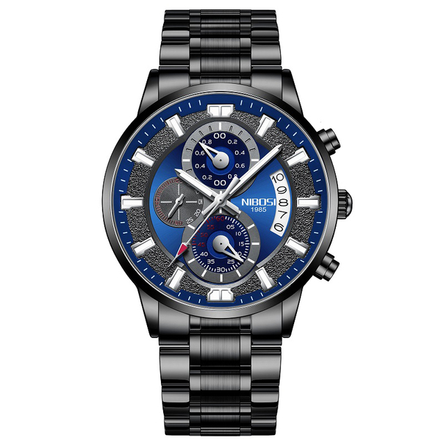 Brand Luxury NEW Fashion Mens Watches Black Clock Quartz Wristwatch Business Sports Chronograph Male