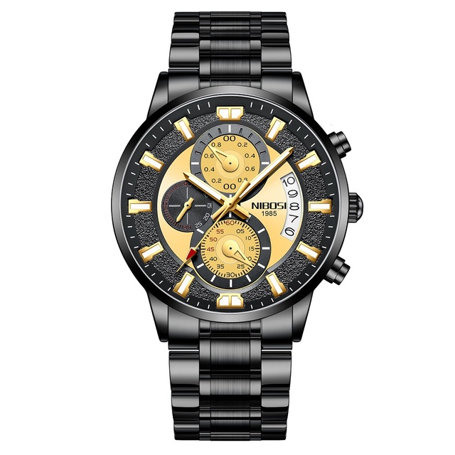 Brand Luxury NEW Fashion Mens Watches Black Clock Quartz Wristwatch Business Sports Chronograph Male