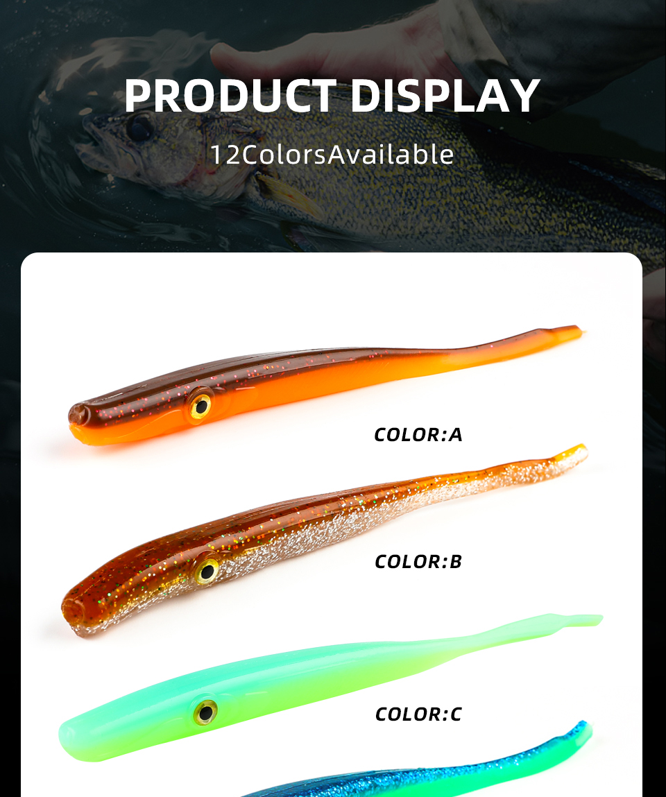Fishing Tackle 125mm 180mm Crazy Slug Soft Fishing Lure Seabass Artificial Bait Silicone Worm Shad Eel Needfish