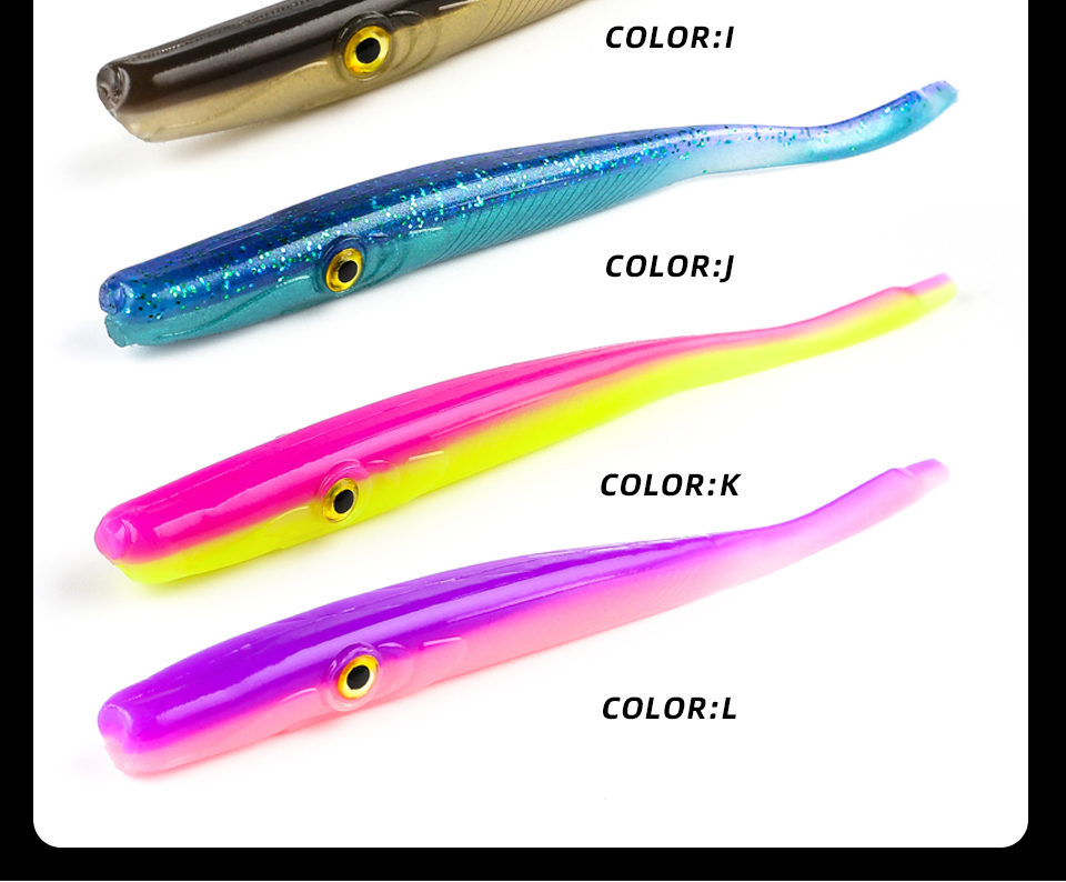 Fishing Tackle 125mm 180mm Crazy Slug Soft Fishing Lure Seabass Artificial Bait Silicone Worm Shad Eel Needfish