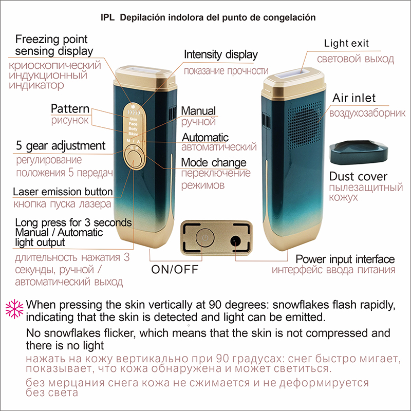 Ice Laser Epilator with Cooling Ipl  Hair Remova  Fotoepilator  9999XX Flashes