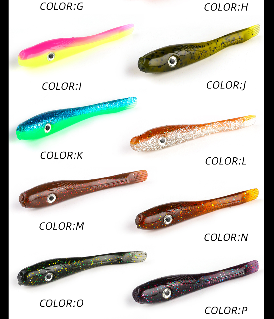 Eel 80mm 8pcs/bag Soft Fishing Lure Seabass Artificial Bait Silicone Worm Shad Needfish Saltwater Bass Fishing Tackle