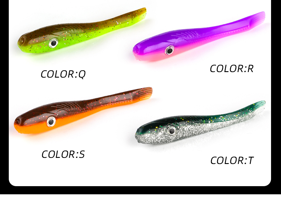 Eel 80mm 8pcs/bag Soft Fishing Lure Seabass Artificial Bait Silicone Worm Shad Needfish Saltwater Bass Fishing Tackle