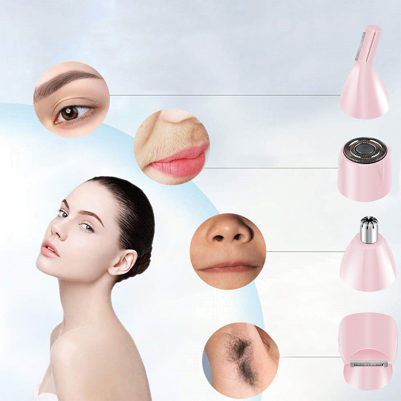 4 In1 USB Hair Remover Washable Facial Epilator For Women Eyebrow Nose Hair Trimmer