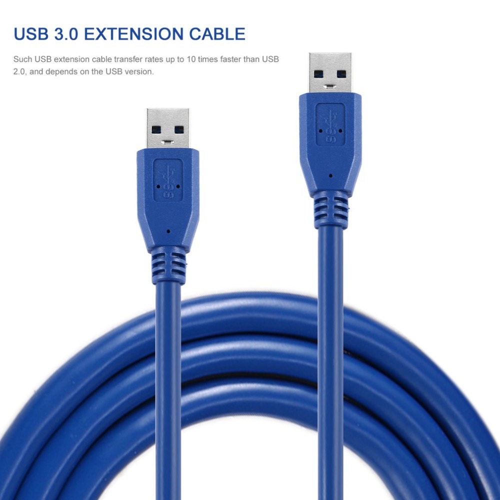 Mining Cable Portable Blue Solid 3FT/1M SuperSpeed Computer USB 3.0 Type A Male to Type A Male M/M M2M Extension Cable Cord Wire