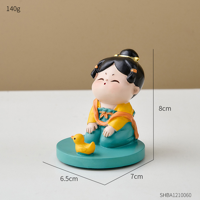 Miniature Lady Statue Creative Home Decoration Desktop Mobile Phone Stand Cute Ancient Clothing Girl Figurine Craft Gift