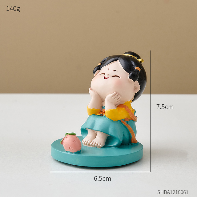 Miniature Lady Statue Creative Home Decoration Desktop Mobile Phone Stand Cute Ancient Clothing Girl Figurine Craft Gift
