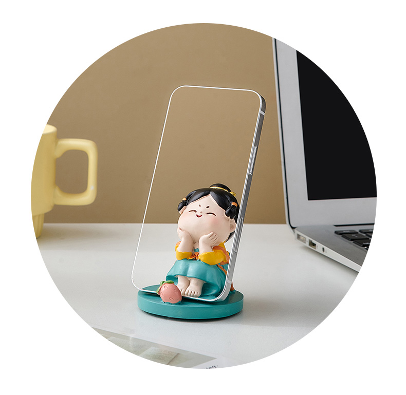 Miniature Lady Statue Creative Home Decoration Desktop Mobile Phone Stand Cute Ancient Clothing Girl Figurine Craft Gift