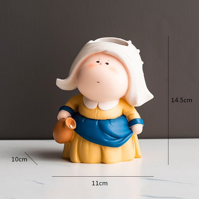 Cartoon Artist Van Gog Figurine Pen Holder Modern Home Decoration Resin Figurine Makeup Brush Storage Box Children Birthday Gift