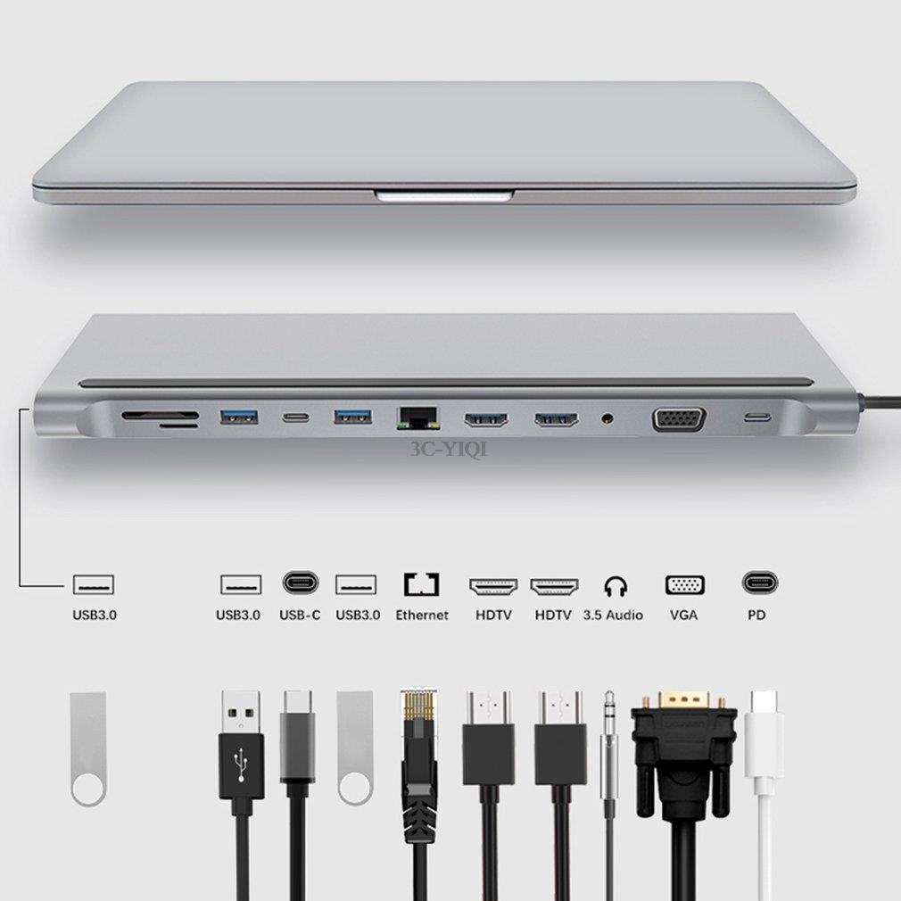 USB C Dock MST Dual HDMI-compatible Dual Screen Dual Display Adapter Hub, Laptop Docking Station For Lenovo ThinkPad HP Dell XPS