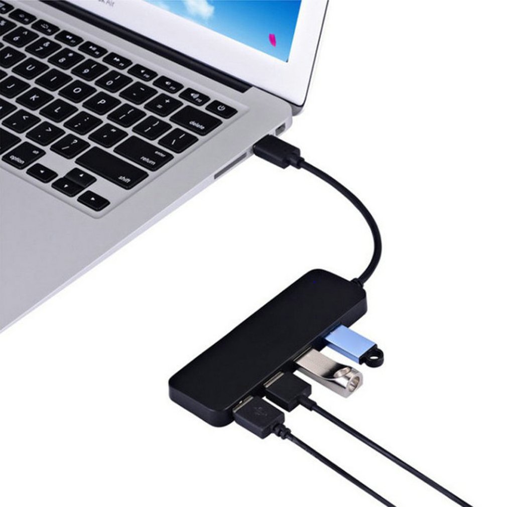 Ultra-thin 4-port Docking Stations  USB 3.0 HUB High Speed Indicator Light USB Hub For Multi-device Computer Laptop Desktop PC Adapter USB 3.0 HUB