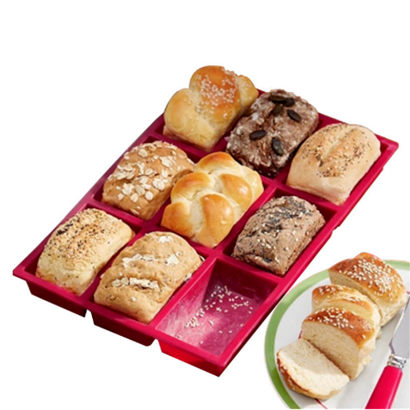 1PC 9 Holes Silicone Bread Mold Toast Tray Homemade Dessert Cake Mould Pastry Baking Pan