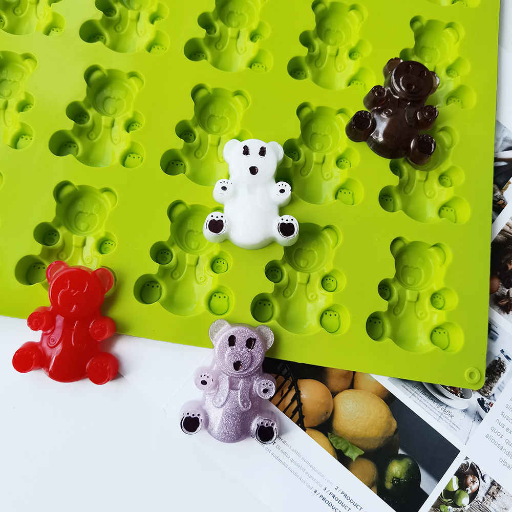 New 24 Cavity Little Bear Silicone Cake Mold Cookies DIY Handmade Kitchen Reuse Baking Tools Decorating Mousse Making Mould