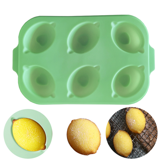 New 6 Cavity Lemon Shape Silicone Cake Mold Cookies DIY Handmade Kitchen Reuse Baking Tools Decorating Mousse Making Mould