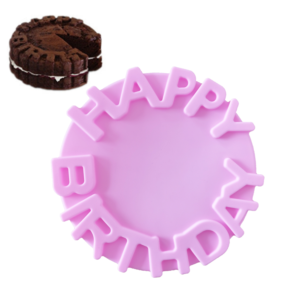 Silicone Cake Biscuit Mold Chocolate Mousse Mould 3D DIY Circular Happy Birthday Handmade Kitchen Baking Tools Accessories