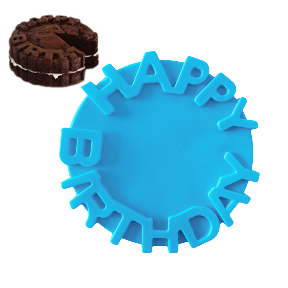 Silicone Cake Biscuit Mold Chocolate Mousse Mould 3D DIY Circular Happy Birthday Handmade Kitchen Baking Tools Accessories