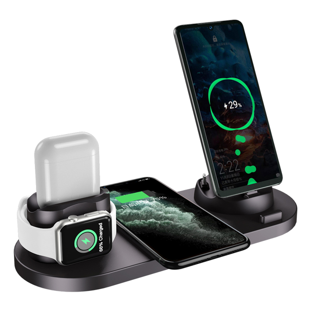 NEW 30W 6 In 1 Fast Wireless Charger Qi Charging Dock Station For iPhone 13 12 11 Pro XS MAX XR X Apple Watch 7 6 5 AirPods Pro