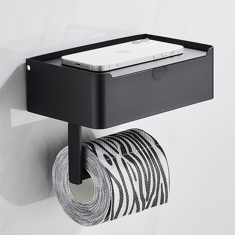 Bathroom Black Toilet Paper Holder Bathroom Black Toilet Paper Holder with Storage Box Wall Mounted