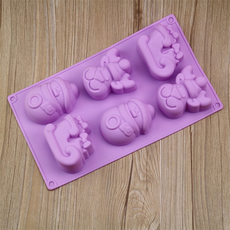 Silicone Cake Molds 6 Cells Elk Christmas Tree Snowman Chocolate Diy Pudding Cookie Mold Bakeware Baking Tools