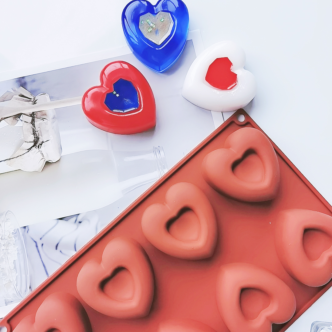 New 8 Cavity Heart Doughnut Silicone Cake Mold Cookies 3D DIY Handmade Kitchen Reuse Baking Tools Decorating Mousse Making Mould