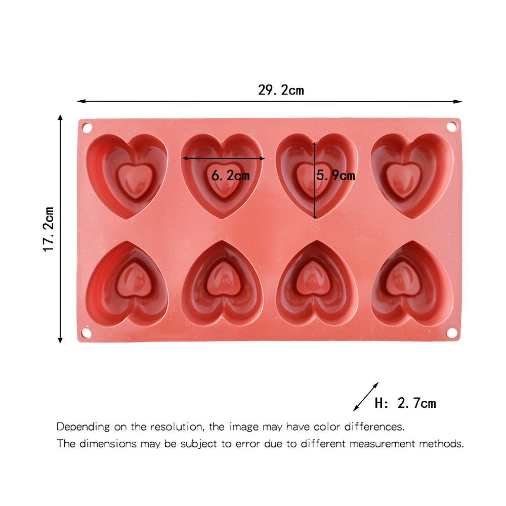 New 8 Cavity Heart Doughnut Silicone Cake Mold Cookies 3D DIY Handmade Kitchen Reuse Baking Tools Decorating Mousse Making Mould