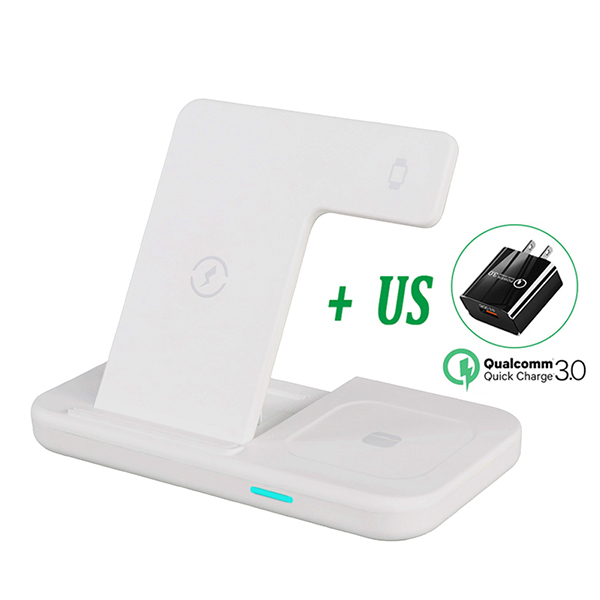 30W Qi Wireless Charger Stand For iPhone 13 12 Samsung 3 In 1 Qi Fast Charging Dock Station for Airpods Pro Apple Watch IWatch 7