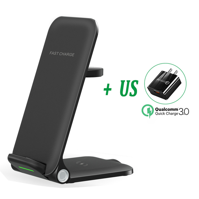 30W Qi Wireless Charger Stand For iPhone 13 12 Samsung 3 In 1 Qi Fast Charging Dock Station for Airpods Pro Apple Watch IWatch 7